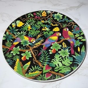 BaaCaaaw! Awesome Parrot Bird Mango Fern Jungle Plate Vibrant Multicolored Plate